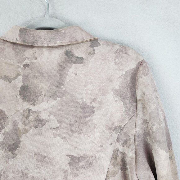 Chicos Jacket Womens 2 Cream Tan 12 Faux Suede Full Zip Lightweight Casual - Picture 12 of 12